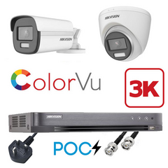 Hikvision 4 Channel 3K ColorVu POC CCTV Kit Builder Ultra Low-light