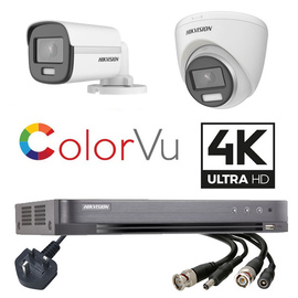 Hikvision 4 Channel 4K Coax Colorvu CCTV Kit Builder (POC option available)