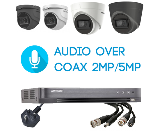 Hikvision 4 Channel 2 or 5MP (AOC) Audio over Coax CCTV Kit Builder