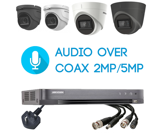 Hikvision 8 Channel 2 or 5MP (AOC) Audio over Coax CCTV Kit Builder