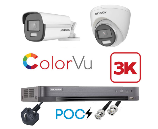 Hikvision 8 Channel 3K ColorVu Hybrid Light POC CCTV Kit Builder