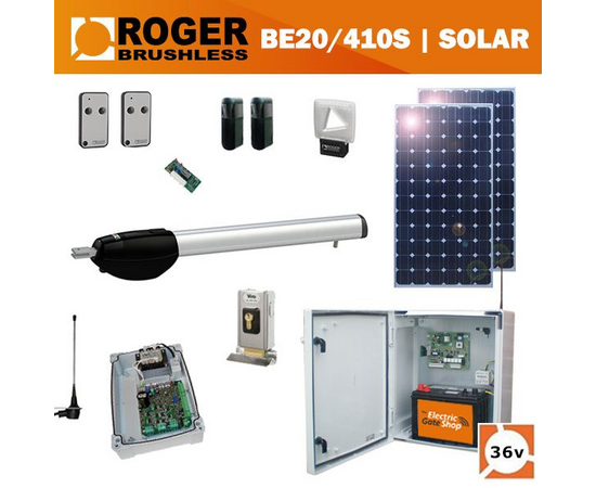 Roger Technology Solar Powered | BE20/410S 36v Electric Gate Kit