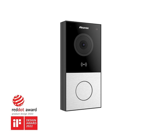 Akuvox - E12S-2 2-Wire Smart Doorbell with 1 Call Button - Camera, RFID, BLE,...