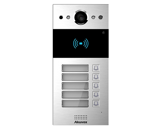 Akuvox - R20B5S Compact IP Door Intercom Unit with 5 Buttons (Video & Card...